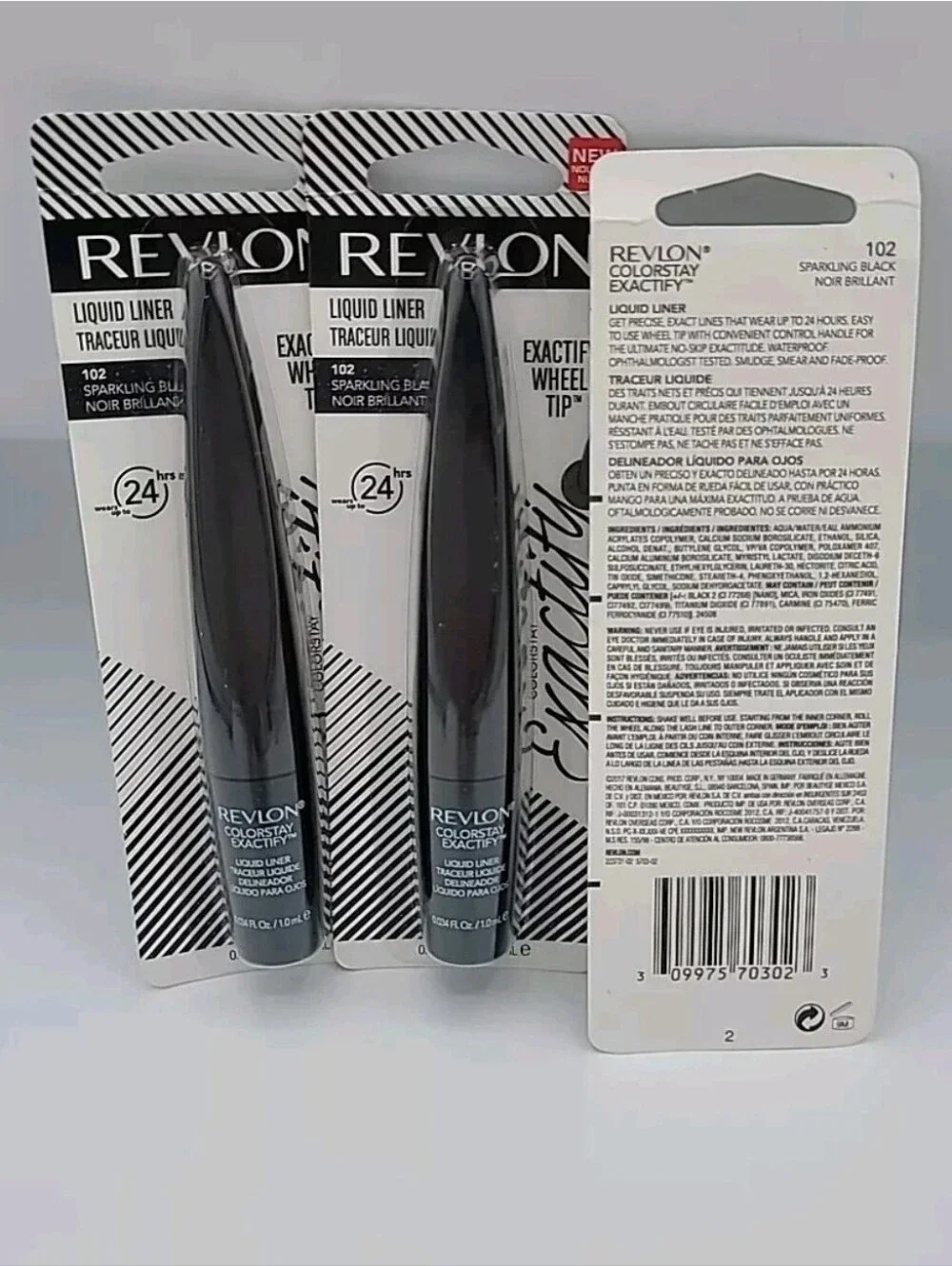 NWT 3x Revlon ColorStay Exactify Liquid Liner 102 Sparkling Black 0.03 fl oz Ea